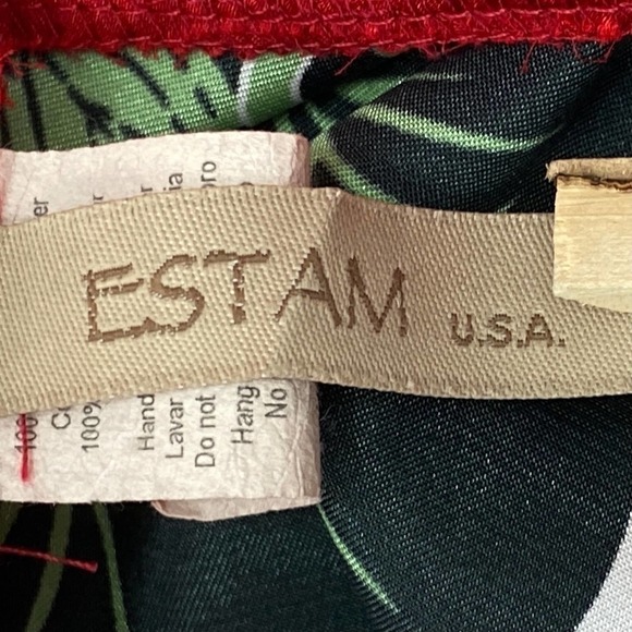 ESTAM Red Floral V-Neck Blouse Size Large - Picture 9 of 14